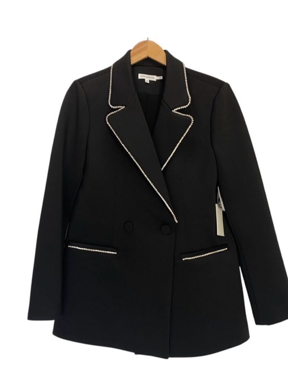 Good American Scuba Crystal Embellished Double Breasted Scuba Blazer Sz M - Picture 15 of 15